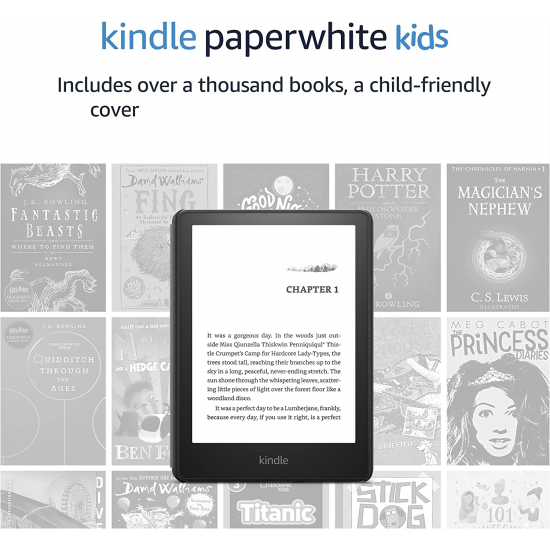 Amazon Kindle Paperwhite Kids Edition (11. Generation, Wi-Fi, 8 GB) 6" E-Reader mit Hülle – Waldgrün