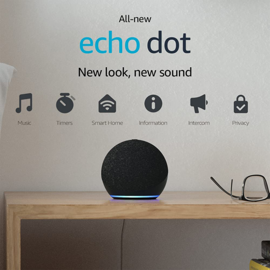 Amazon Echo Dot (4. Generation) Smarter Bluetooth-Lautsprecher mit sattem Klang und Alexa Anthrazit