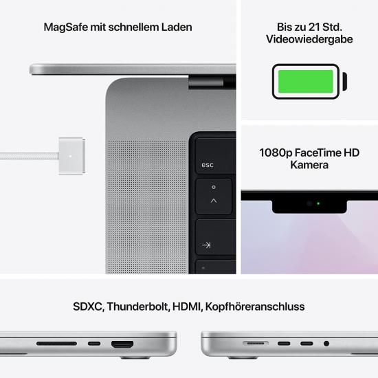Apple MacBook Pro (2021, 16 Zoll, M1 Max, 32GB+1TB) - Silber