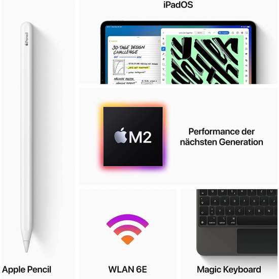 Apple iPad Pro 11 Zoll 4. Generation (2022, M2, Wi-Fi, 128 GB) – Space Grau