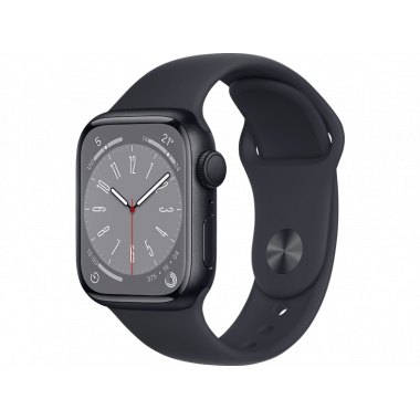 Apple Watch Series 8 41 mm (GPS) Mitternacht Aluminiumgehäuse mit S/M Mitternacht Sportarmband