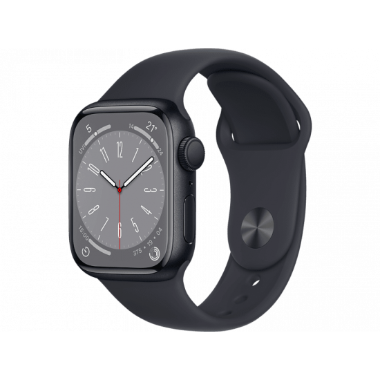 Apple Watch Series 8 41 mm (GPS) – Mitternacht Aluminiumgehäuse mit S/M Mitternacht Sportarmband