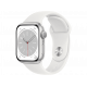 Apple Watch Series 8 41 mm (GPS) Silber Aluminiumgehäuse mit weißem Sportarmband M/L