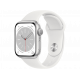 Apple Watch Series 8 41 mm (GPS) Silber Aluminiumgehäuse mit weißem Sportarmband S/M