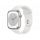 Apple Watch Series 8 45 mm (GPS) Silber Aluminiumgehäuse mit weißem Sportarmband M/L