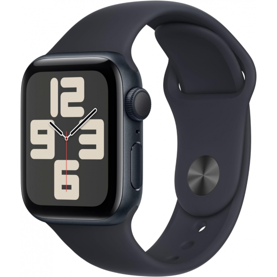 Apple Watch SE 2023 2. Generation (GPS, 40 mm) - Midnight-Aluminiumgehäuse mit M/L Midnight-Sportarmband