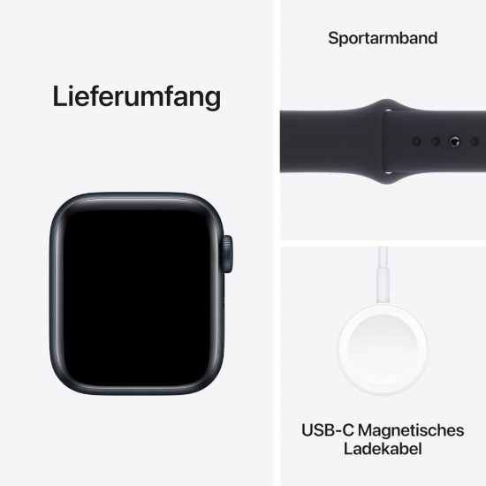 Apple Watch SE 2023 2. Generation (GPS, 40 mm) - Midnight-Aluminiumgehäuse mit S/M Midnight-Sportarmband