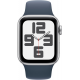Apple Watch SE 2023 2. Generation (GPS, 40 mm) - Silber Aluminiumgehäuse mit Sturmblau Sportarmband M/L