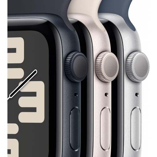 Apple Watch SE 2023 2. Generation (GPS, 40 mm) - Silber Aluminiumgehäuse mit Sturmblau Sportarmband M/L