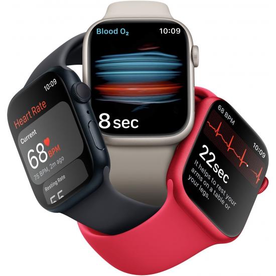 Apple Watch Series 8 41 mm (GPS) Mitternacht Aluminiumgehäuse mit M/L Mitternacht Sportarmband