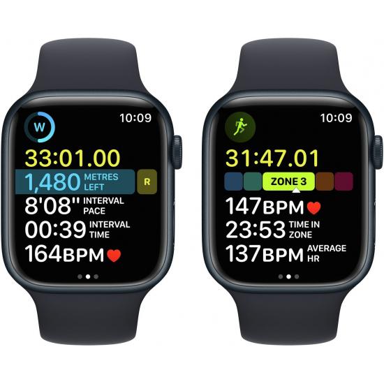 Apple Watch Series 8 45 mm (GPS) Mitternacht Aluminiumgehäuse mit M/L Mitternacht Sportarmband