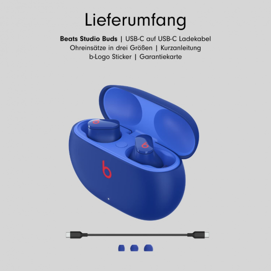Beats Studio Buds - Komplett kabellose Bluetooth In-Ear Kopfhörer mit Noise-Cancelling - schweißbeständige - Blau