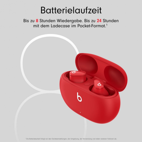 Beats Studio Buds – Komplett kabellose Bluetooth In-Ear Kopfhörer mit Noise-Cancelling – schweißbeständige, kompatibel mit Apple und Android – Rot