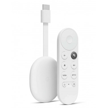 Google Chromecast mit Google TV 4K und Sprachfernbedienung (Snow)