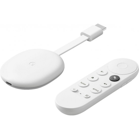 Google Chromecast mit Google TV 4K und Sprachfernbedienung (Snow)
