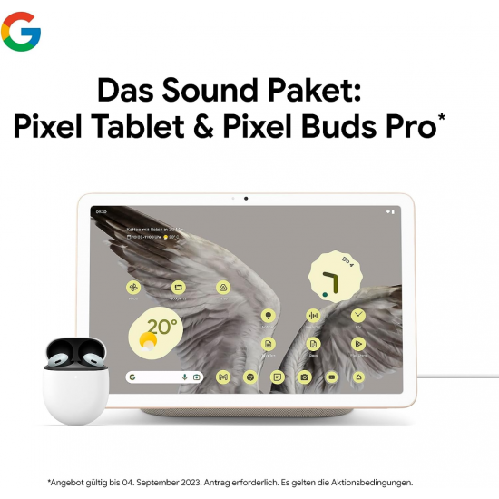 Google Pixel Tablet mit Ladedock mit Lautsprecher (8+128 GB) - Hasel