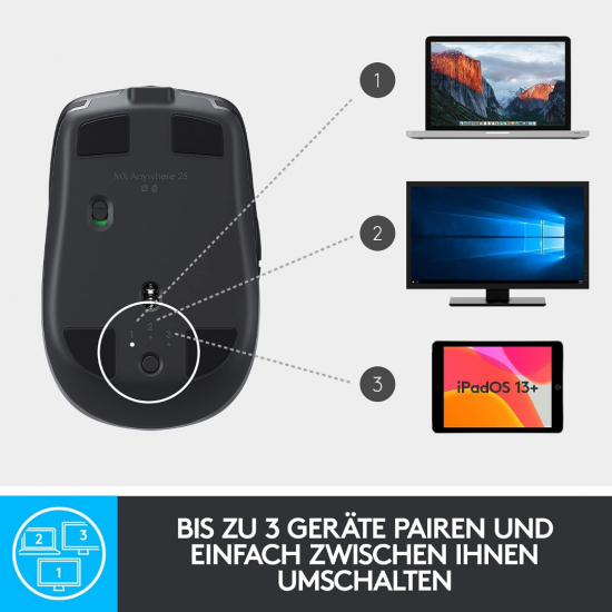 Logitech MX Anywhere 2S Kabellose Maus - Schwarz