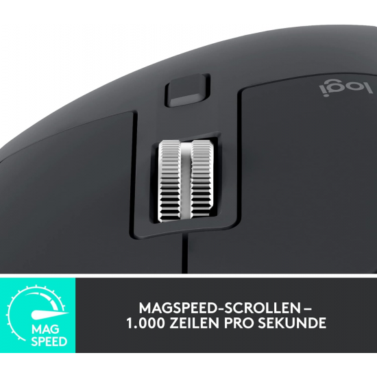 Logitech MX Master 3S - Kabellose Performance-Maus mit Ultraschnellem Scrollen (Dunkelgrau)