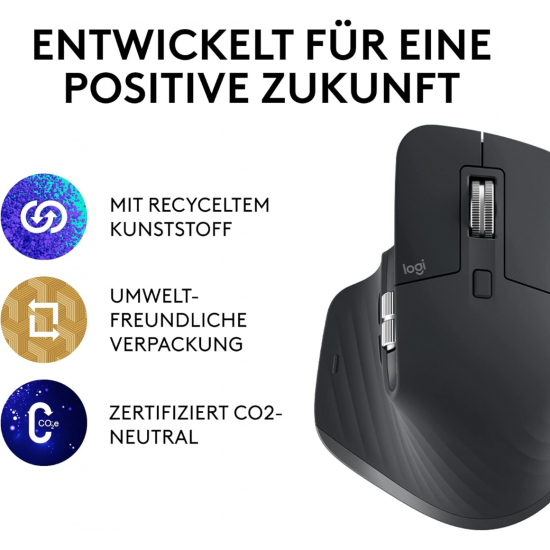 Logitech MX Master 3S - Kabellose Performance-Maus mit Ultraschnellem Scrollen (Dunkelgrau)