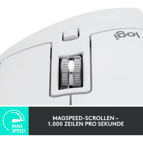 Logitech MX Master 3S - Kabellose Performance-Maus mit Ultraschnellem Scrollen (Hellgrau)