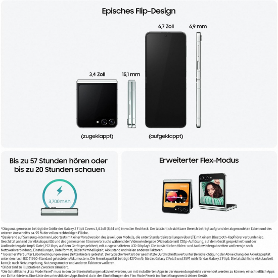 Samsung Galaxy Z Flip 5 5G Smartphone (8+512 GB) - Creme
