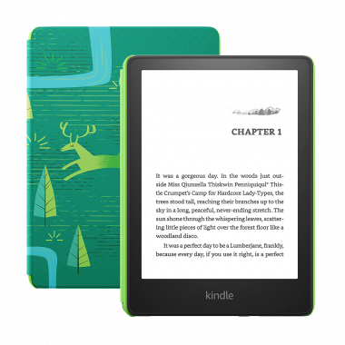 Amazon Kindle Paperwhite Kids Edition (11. Generation, Wi-Fi, 8 GB) 6" E-Reader mit Hülle – Waldgrün