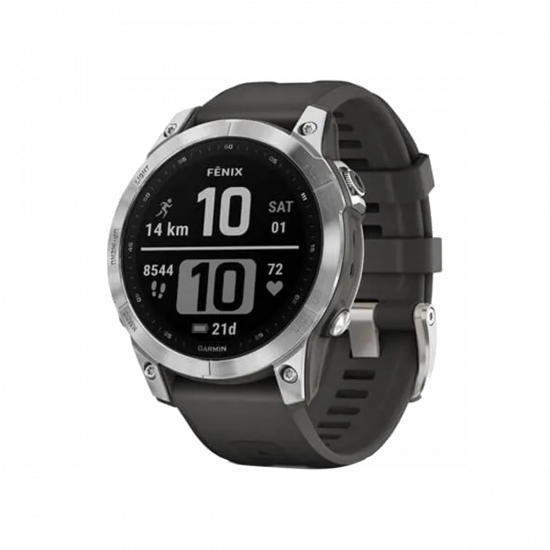 Garmin Fenix 7 Standard Edition (47 mm) – Silber mit Graphitband