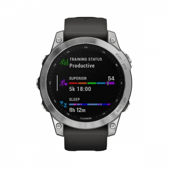 Garmin Fenix 7 Standard Edition (47 mm) – Silber mit Graphitband