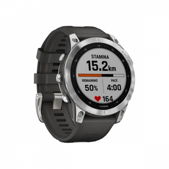 Garmin Fenix 7 Standard Edition (47 mm) – Silber mit Graphitband