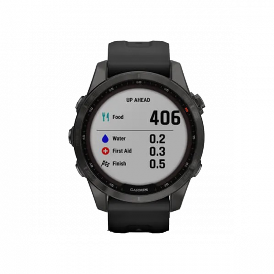 Garmin Fenix 7S Sapphire Solar Edition (42 mm) – kohlenstoffgraues DLC-Titan mit schwarzem Band