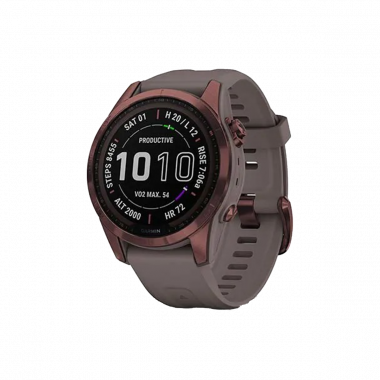 Garmin Fenix 7S Sapphire Solar Edition (42 mm) – Dark Bronze Titanium mit schiefergrauem Band