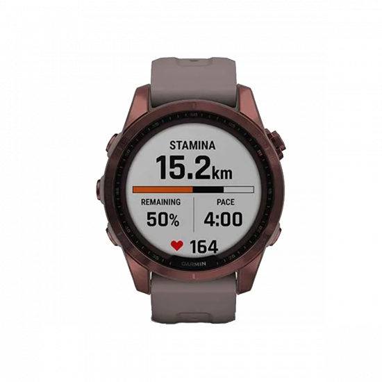 Garmin Fenix 7S Sapphire Solar Edition (42 mm) – Dark Bronze Titanium mit schiefergrauem Band