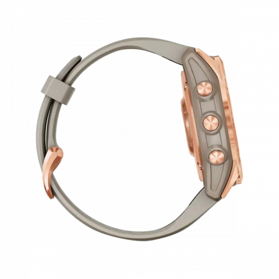 Garmin Fenix 7S Solar Edition (42 mm) – Roségold mit hellem Sandband