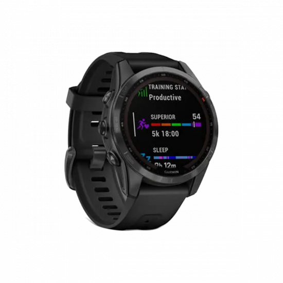 Garmin Fenix 7S Solar Edition (42 mm) – Schiefergrau mit schwarzem Band