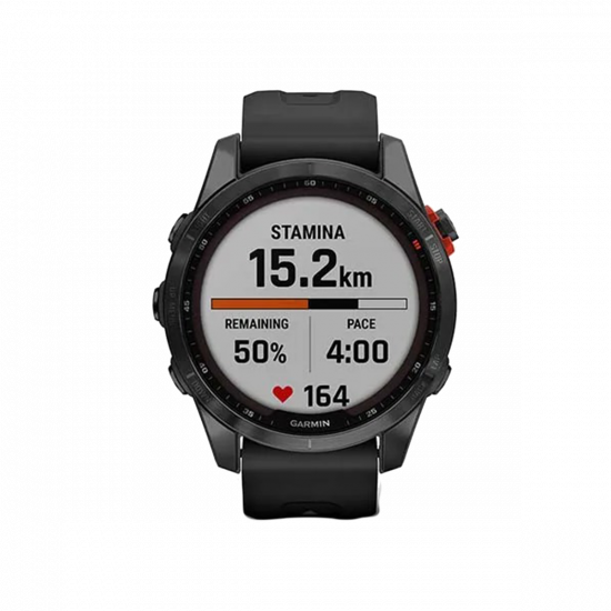 Garmin Fenix 7S Solar Edition (42 mm) – Schiefergrau mit schwarzem Band