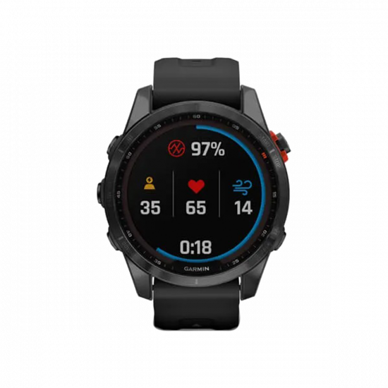 Garmin Fenix 7S Solar Edition (42 mm) – Schiefergrau mit schwarzem Band