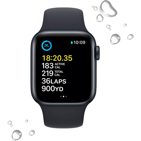 Apple Watch SE 2022 2. Generation (GPS, 40 mm) – Midnight Aluminiumgehäuse mit M/L Midnight Sportarmband
