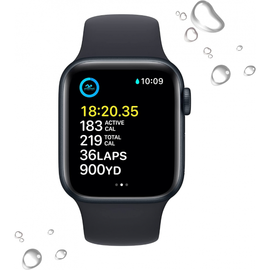 Apple Watch SE 2022 2. Generation (GPS, 40 mm) – Midnight Aluminiumgehäuse mit S/M Midnight Sportarmband