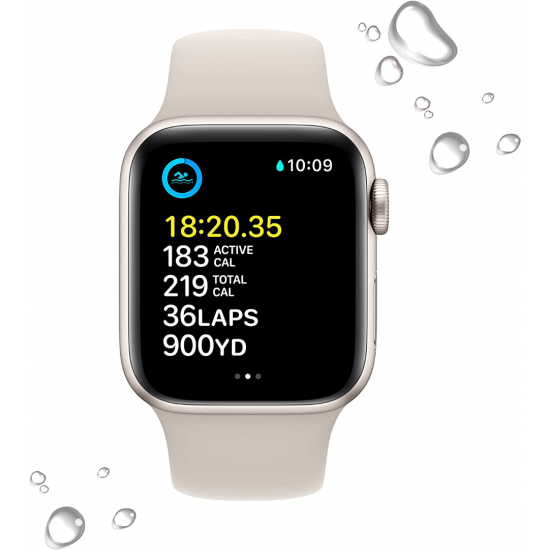 Apple Watch SE 2022 2. Generation (GPS, 40 mm) – Polarstern Aluminiumgehäuse mit S/M Polarstern Sportarmband