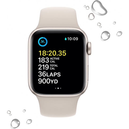 Apple Watch SE 2022 2. Generation (GPS, 40 mm) – Polarstern Aluminiumgehäuse mit Polarstern Sportarmband M/L