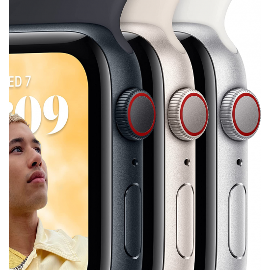 Apple Watch SE 2022 2. Generation (GPS, 44 mm) – Midnight Aluminiumgehäuse mit M/L Midnight Sportarmband