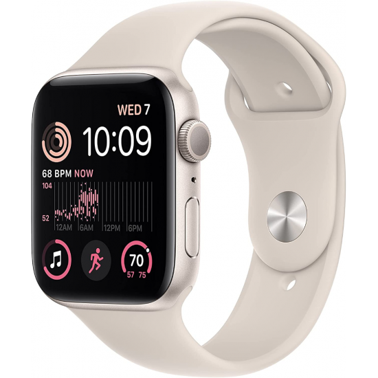 Apple Watch SE 2022 2. Generation (GPS, 44 mm) – Polarstern Aluminiumgehäuse mit Polarstern Sportarmband M/L