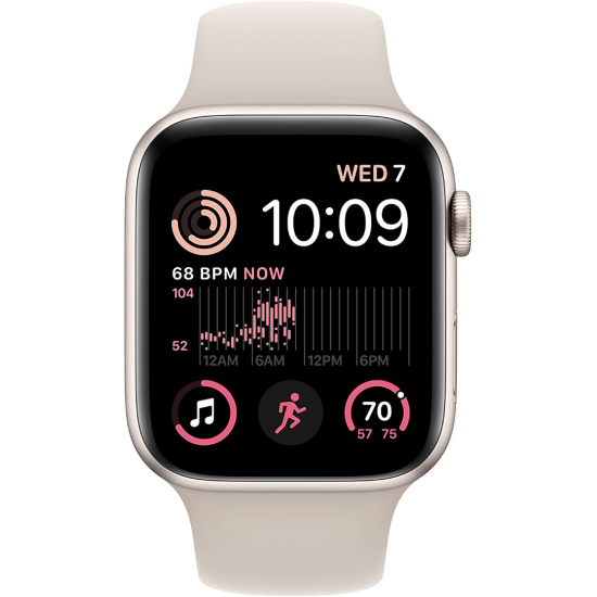 Apple Watch SE 2022 2. Generation (GPS, 44 mm) – Polarstern Aluminiumgehäuse mit Polarstern Sportarmband M/L