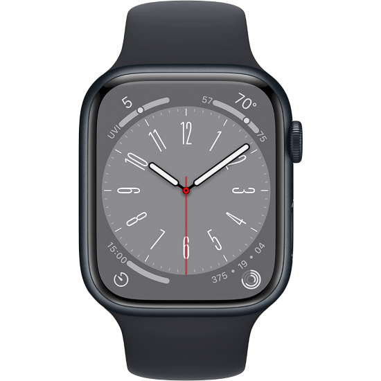 Apple Watch Series 8 45 mm (GPS) Mitternacht Aluminiumgehäuse mit S/M Mitternacht Sportarmband