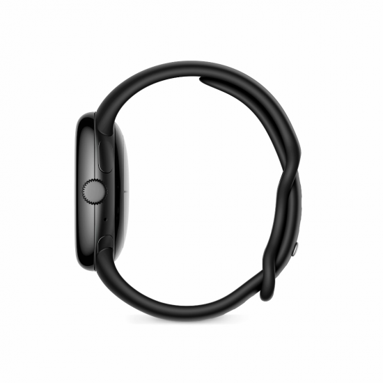 Google Pixel Watch (Wi-Fi, 41 mm) mattschwarzes Edelstahlgehäuse mit Obsidian Sports Active-Armband