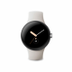 Google Pixel Watch (Wi-Fi, 41 mm) Edelstahlgehäuse in poliertem Silber mit Chalk Sports Active-Armband