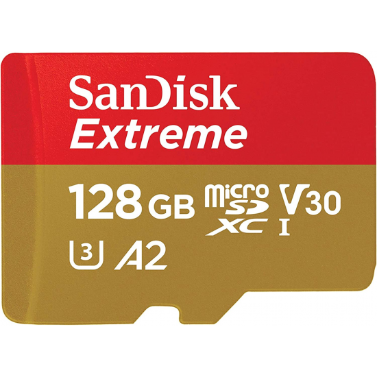 SanDisk Extreme 128 GB microSDXC-Speicherkarte (A2, Klasse 10, UHH-I, U3, V30)