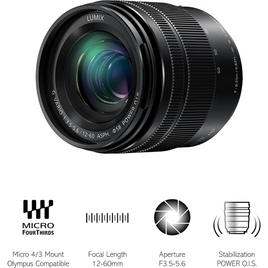 Panasonic Lumix G Vario 12–60 mm 1:3,5–5,6 ASPH POWER O.I.S. Asphärische Linse