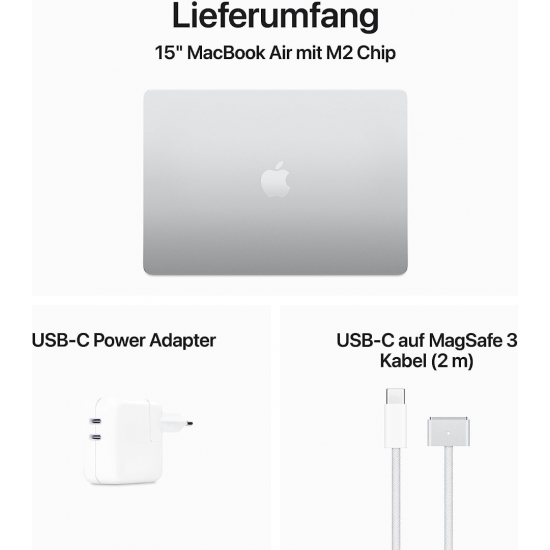 Apple MacBook Air 2023 (15,3, M2, 8 GB + 256 GB SSD) - Silber