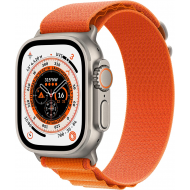 Apple Watch Ultra (GPS + Cellular, 49 mm) Smartwatch-Titangehäuse mit Orange Alpine Loop - L